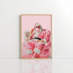 Trendy Pink Santa Wall Art – Funny Christmas Poster