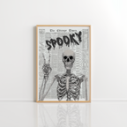 Spooky Newspaper Wall Art – Halloween Skeleton