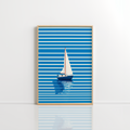Blue Sailboat Wall Art – Nautical Coastal Print