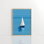 Blue Sailboat Wall Art – Nautical Coastal Print
