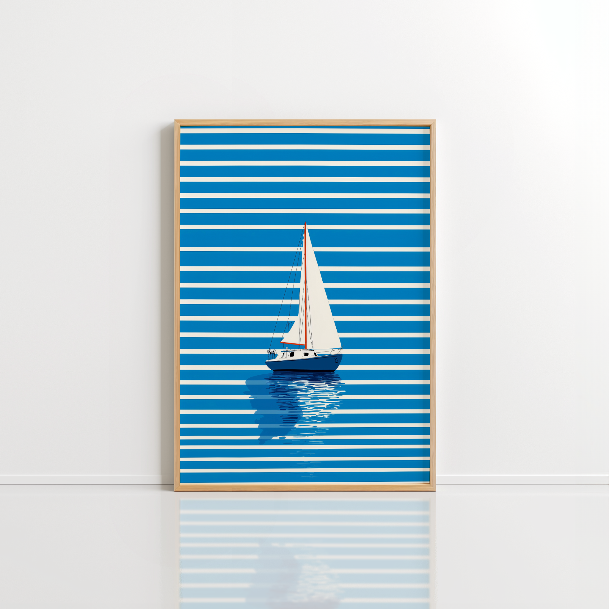 Blue Sailboat Wall Art – Nautical Coastal Print
