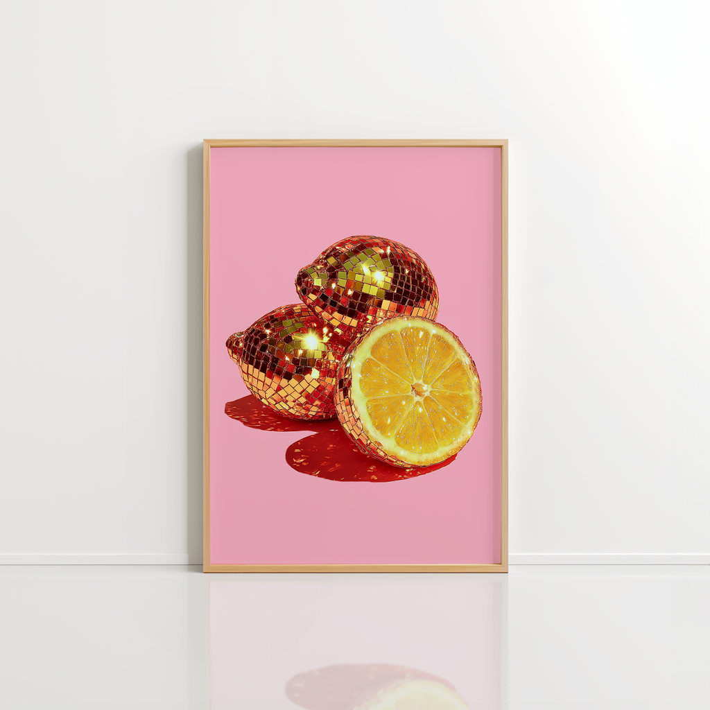 Disco Lemon Wall Art – Pink Citrus Poster