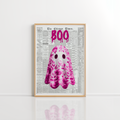Pink Ghost Wall Art – Halloween Newspaper Print
