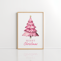 Pink Christmas Tree Wall Art – Merry Christmas Poster