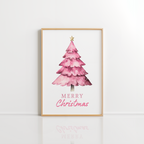 Pink Christmas Tree Wall Art – Merry Christmas Poster