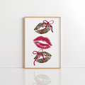 Leopard Lips Wall Art – Coquette Bow Print