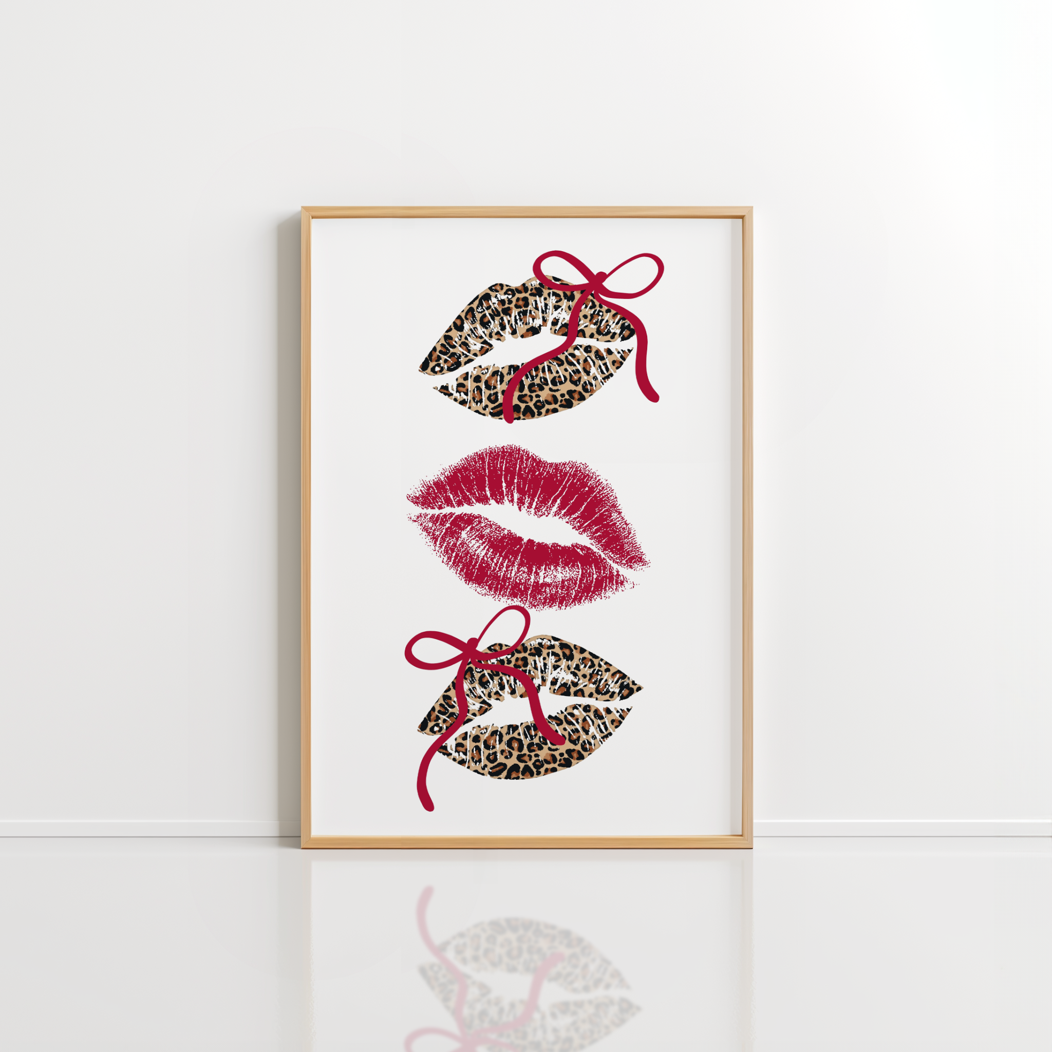 Leopard Lips Wall Art – Coquette Bow Print