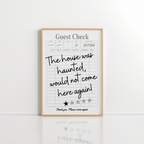 Haunted House Guest Check Wall Art – Spooky Print