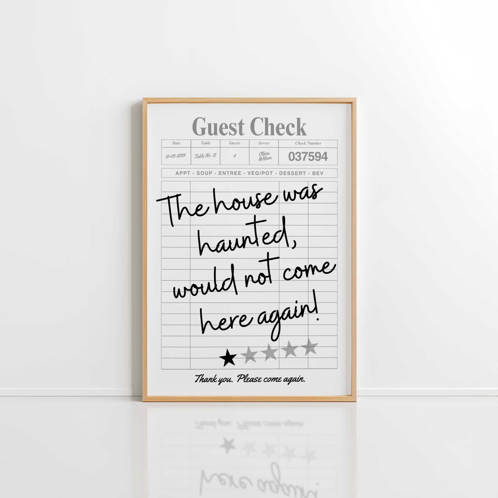 Haunted House Guest Check Wall Art – Spooky Print