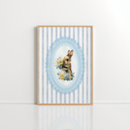Bunny Nursery Wall Art – Blue Floral Baby Print