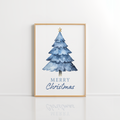 Blue Christmas Wall Art – Winter Holiday Print