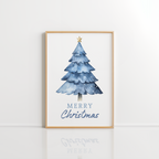 Blue Christmas Wall Art – Winter Holiday Print