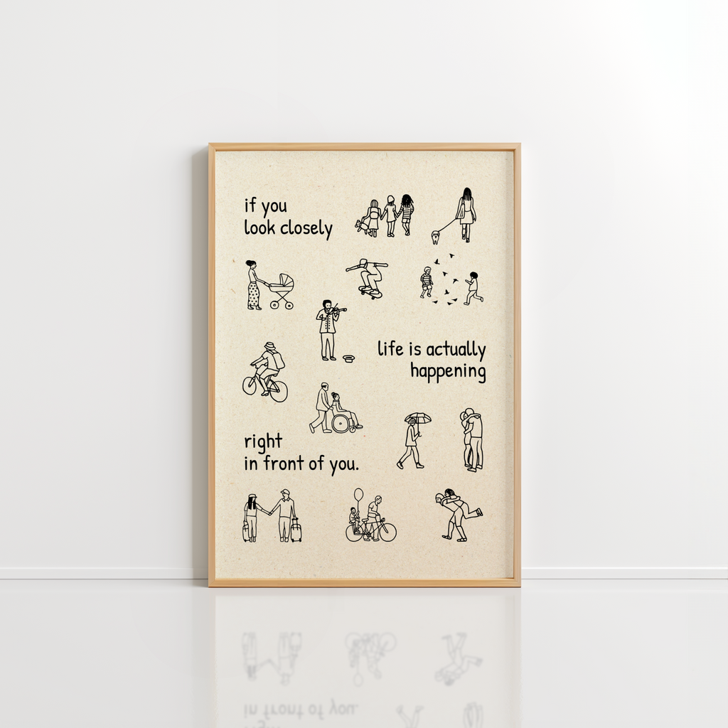 Life Is Happening Wall Art – Minimal Line Art Poster