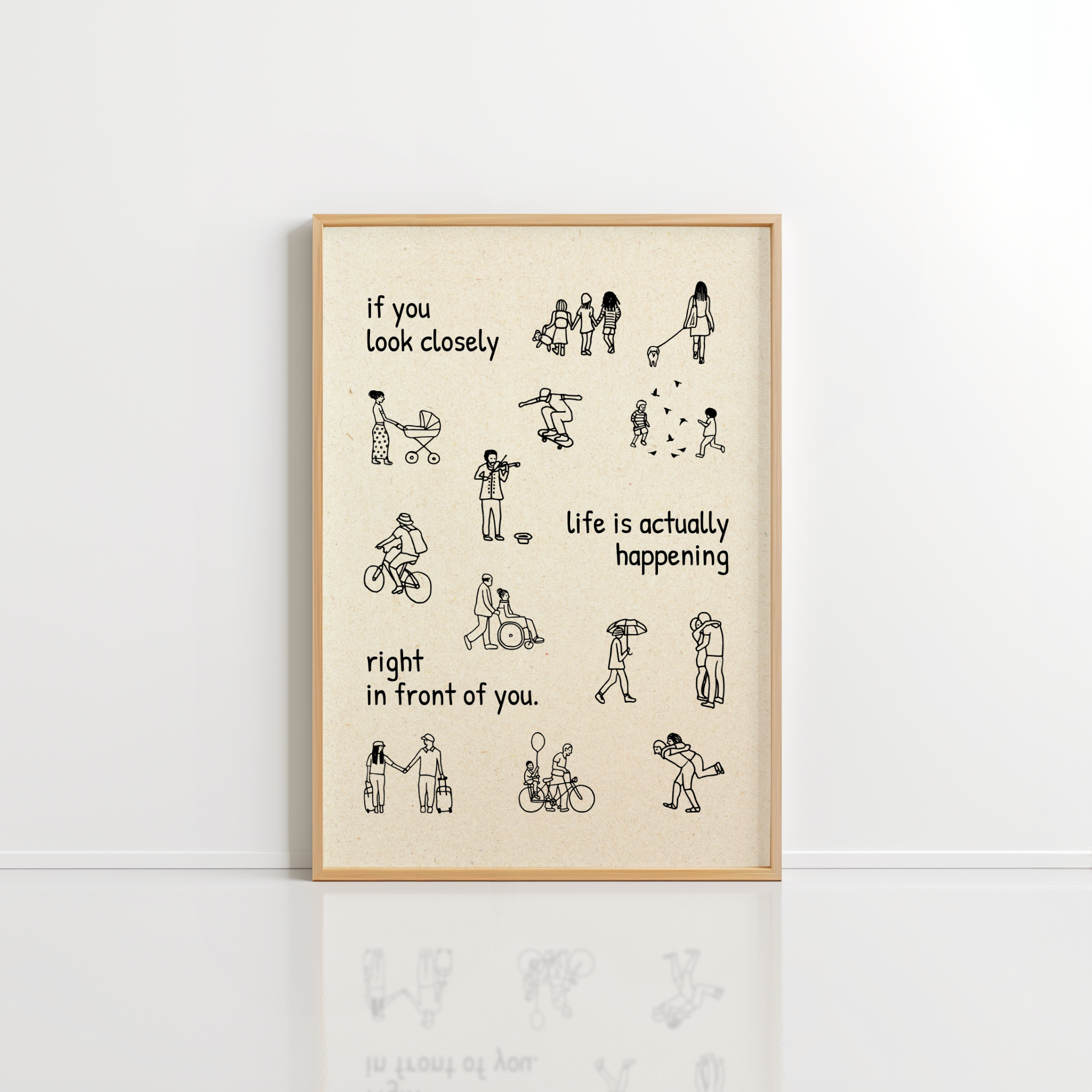 Life Is Happening Wall Art – Minimal Line Art Poster