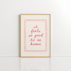 Feels Like Home Wall Art – Pink Quote