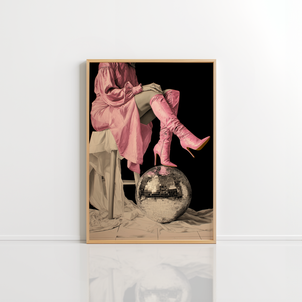 Pink Boots Disco Wall Art – Fashion Print