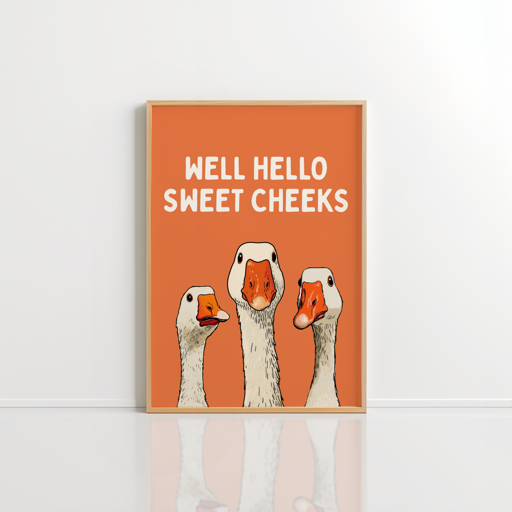 Well Hello Sweet Cheeks Wall Art – Funny Bathroom