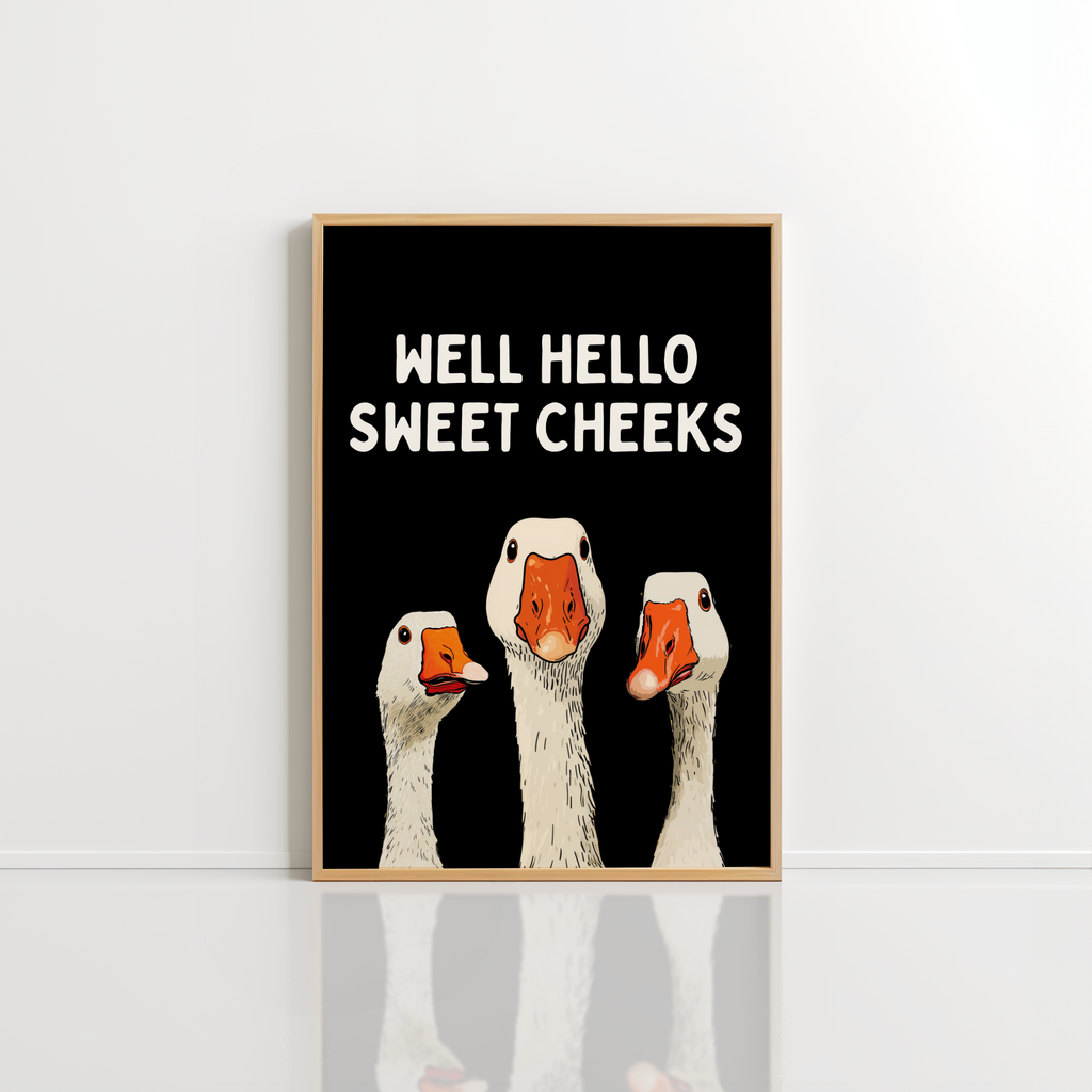 Well Hello Sweet Cheeks Wall Art – Funny Bathroom