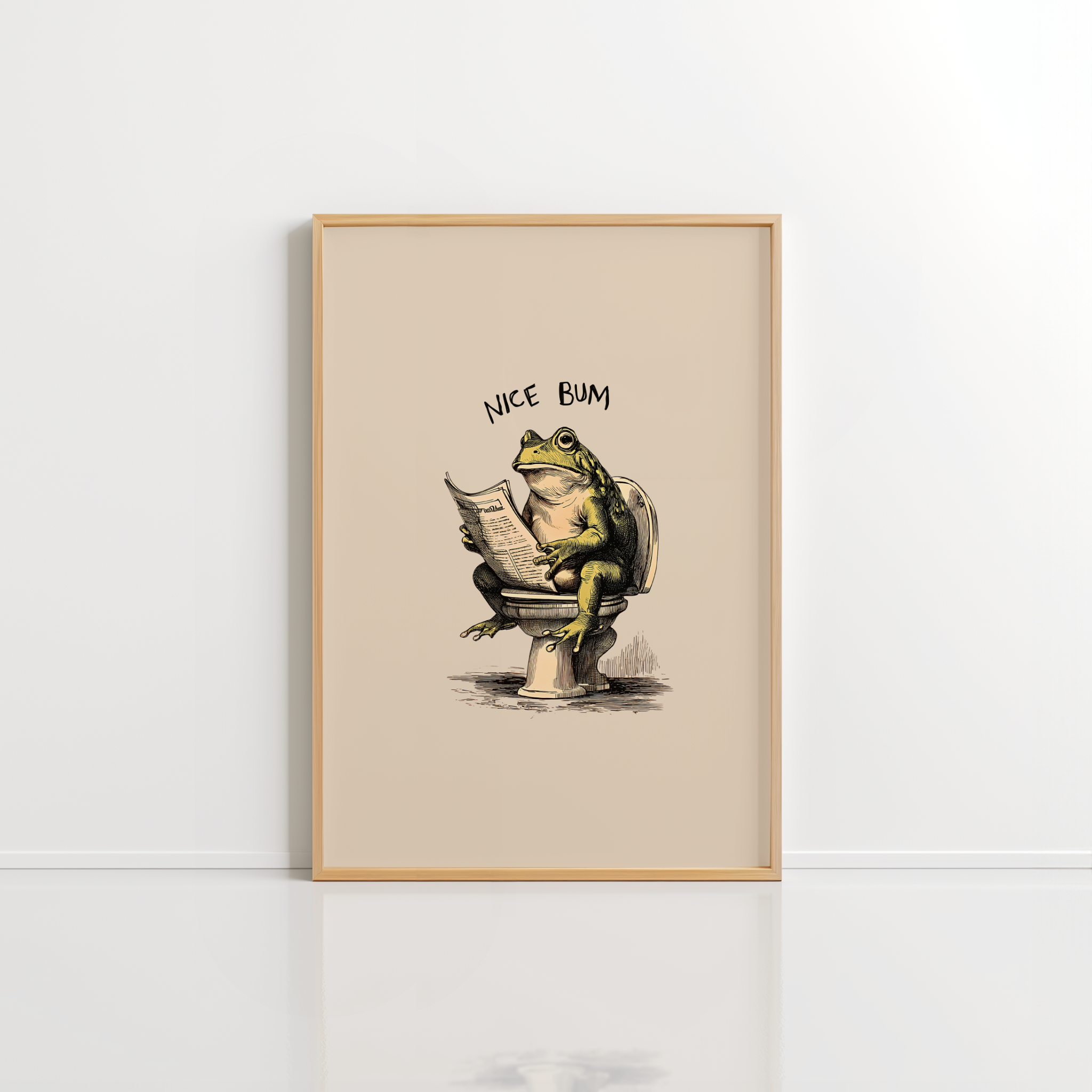 Nice Bum Frog Wall Art – Funny Bathroom Poster