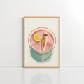 Pink Martini Pool Wall Art – Retro Cocktail Print
