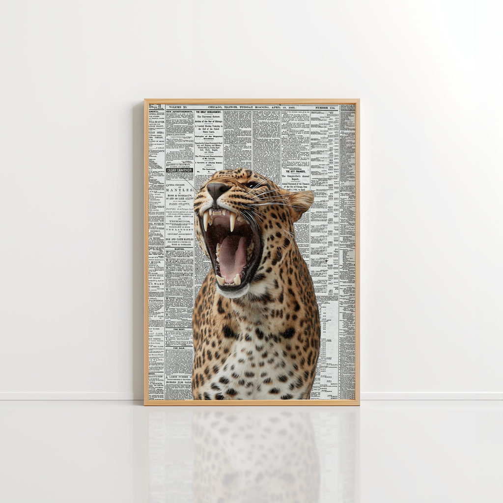 Roaring Leopard Wall Art – Glam Animal Print