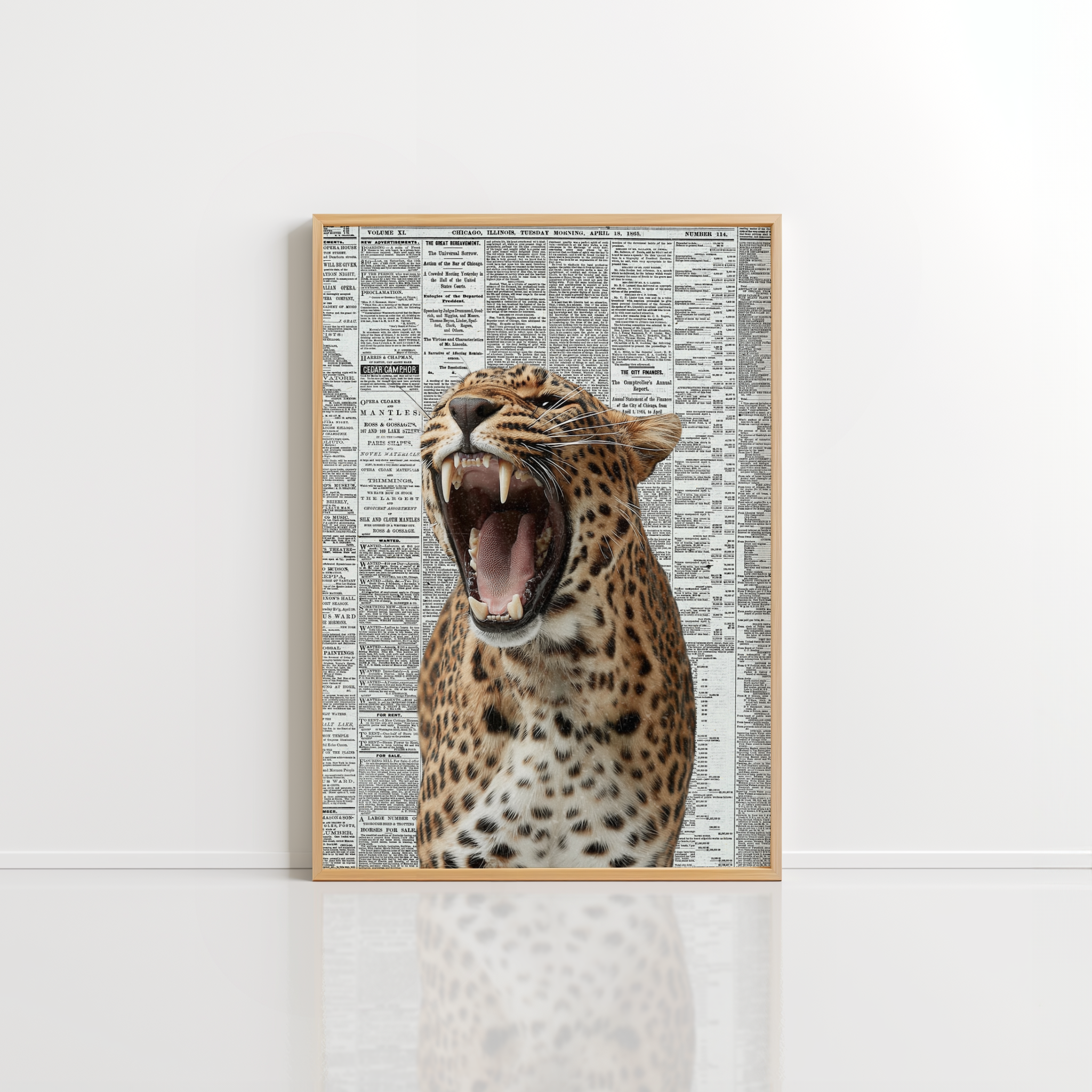 Roaring Leopard Wall Art – Glam Animal Print