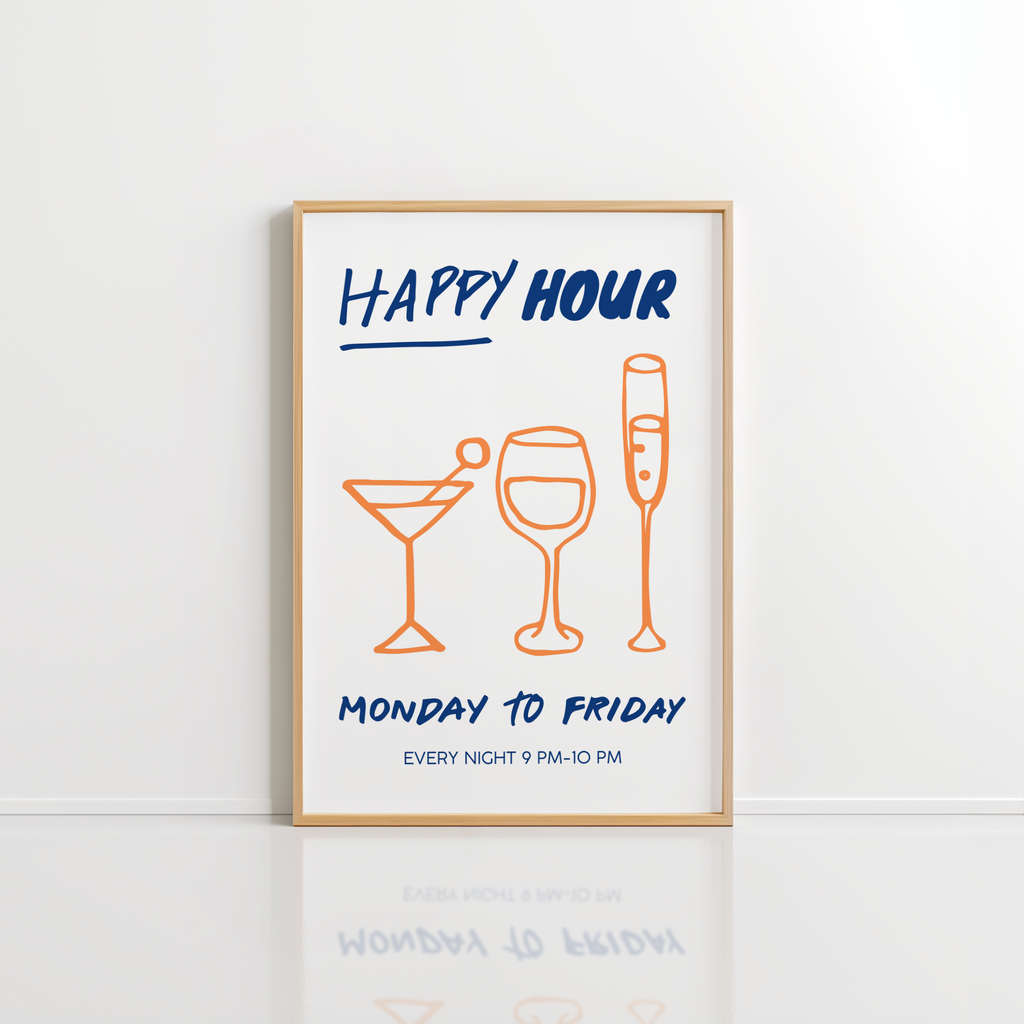 Happy Hour Wall Art – Cocktail Bar Print