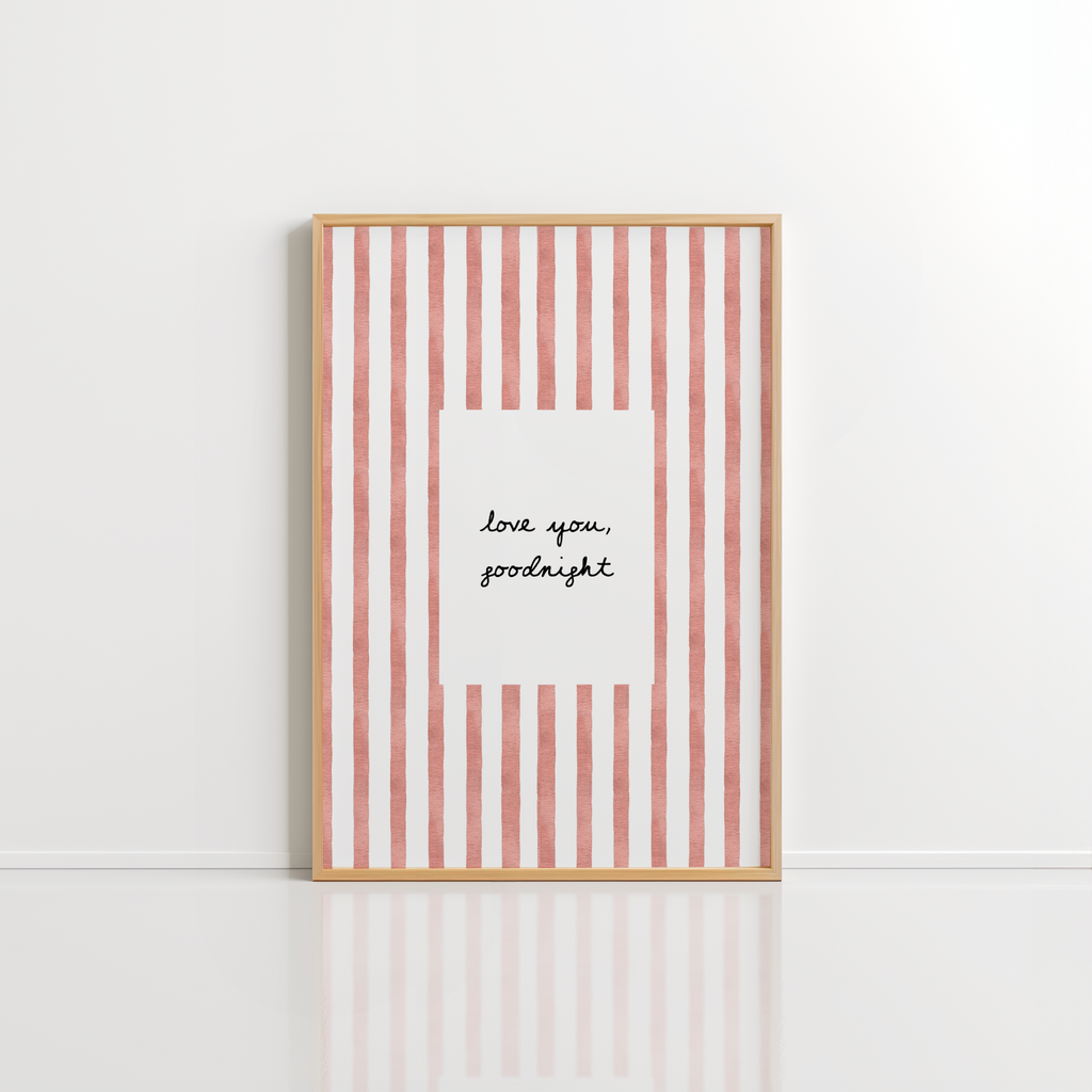 Love You Goodnight Wall Art – Red Stripe Print