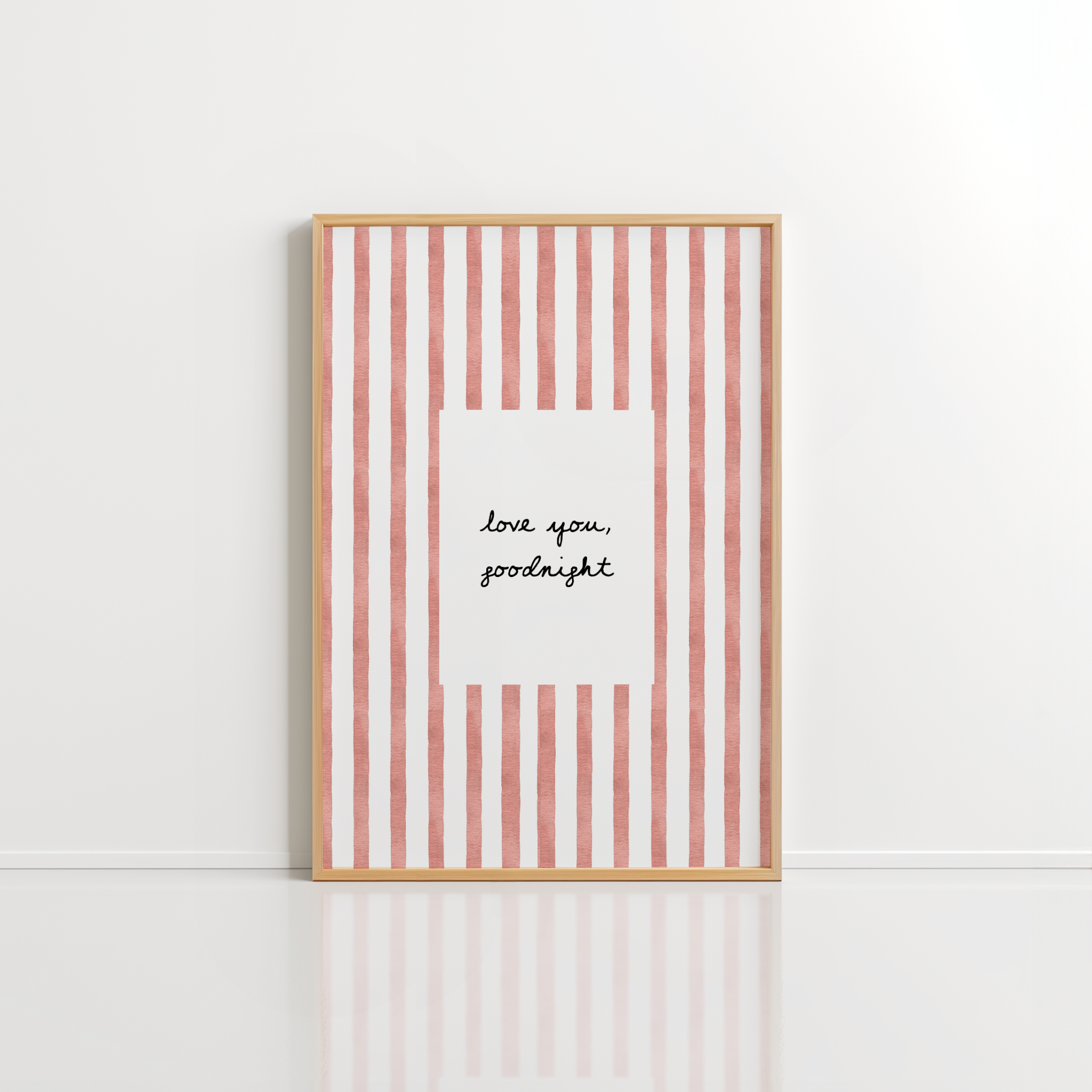 Love You Goodnight Wall Art – Red Stripe Print