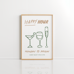 Happy Hour Wall Art – Minimal Bar Print