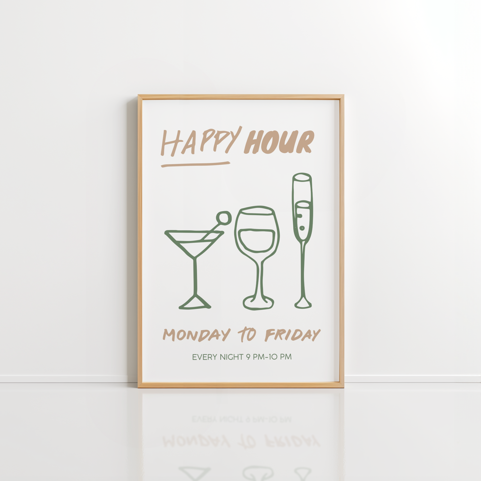 Happy Hour Wall Art – Minimal Bar Print