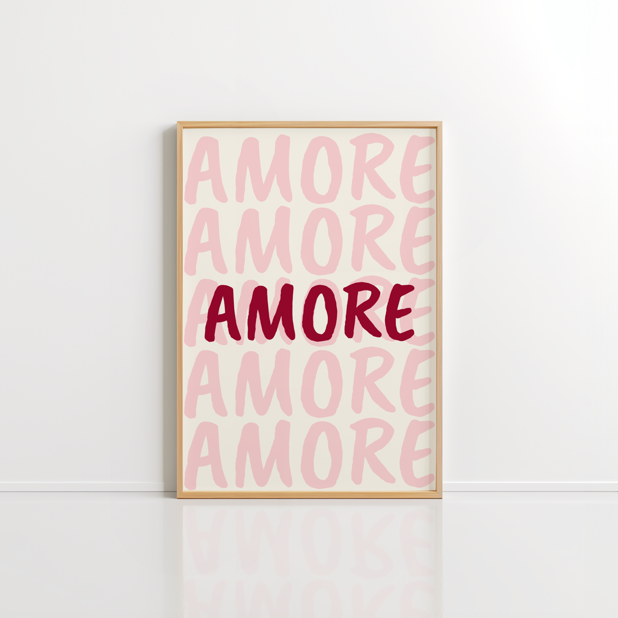 Amore Pink Wall Art – Romantic Typography Print