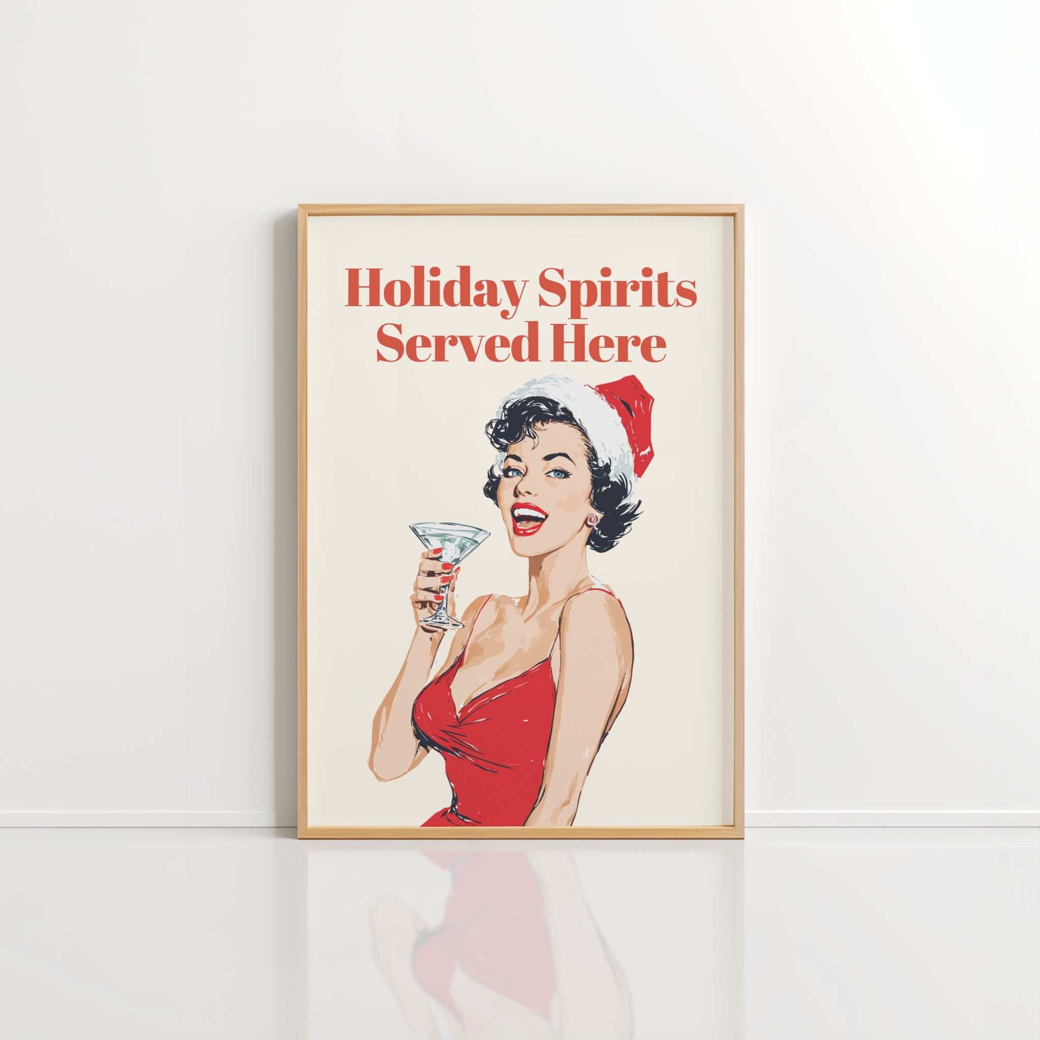 Holiday Spirits Served Here Wall Art – Funny Christmas Bar