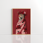 Leopard Wall Art – Floral Animal Portrait Print