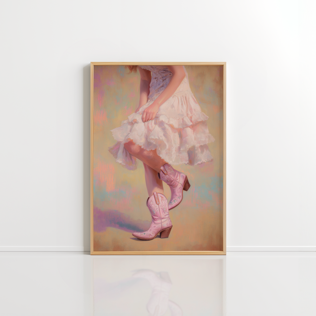 Pink Cowboy Boots Wall Art – Western Print