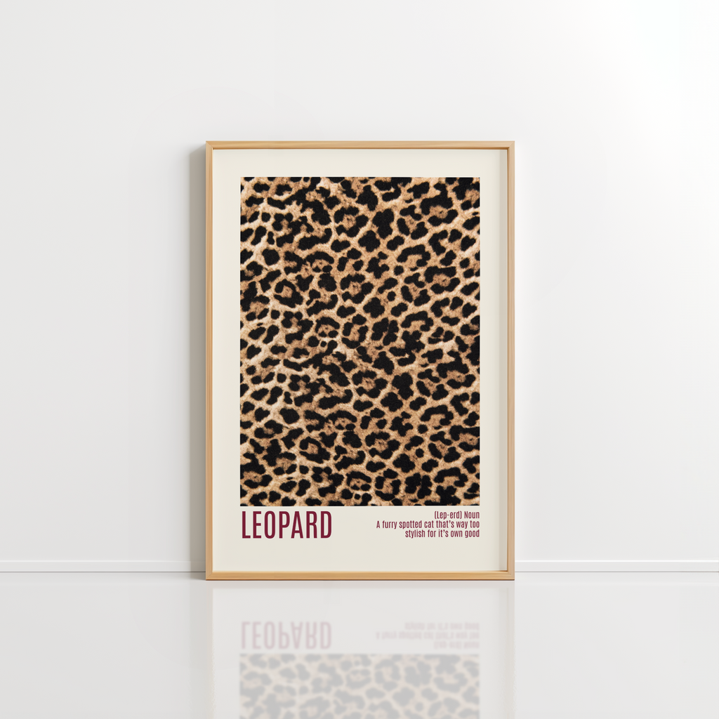 Burgundy Leopard Wall Art – Animal Pattern Print