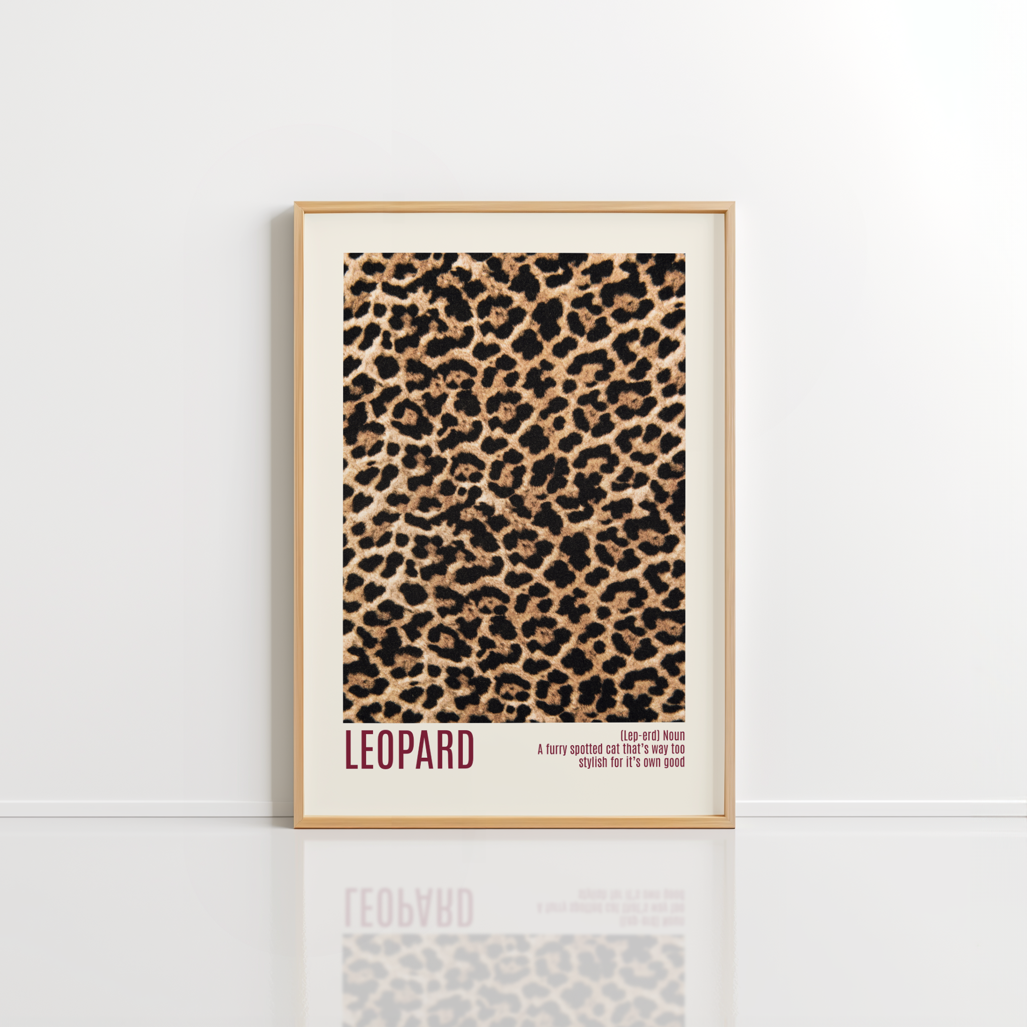 Burgundy Leopard Wall Art – Animal Pattern Print
