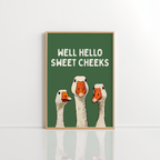 Funny Goose Wall Art – Hello Sweet Cheeks Print