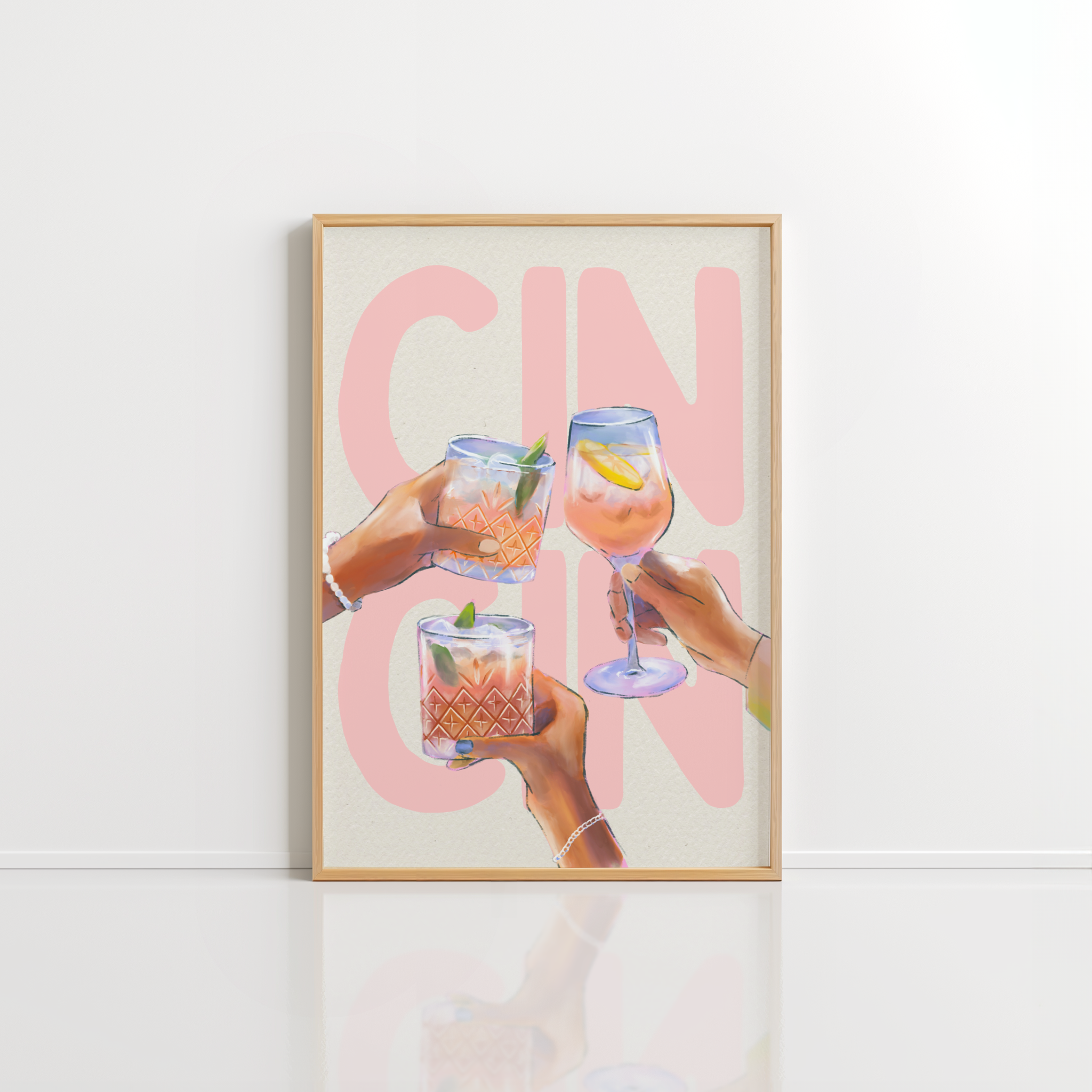 Cin Cin Cheers Wall Art – Retro Wine Print