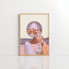 Disco Ball Cocktail Wall Art – Coastal Retro Print