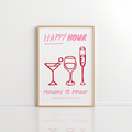 Girly Happy Hour Wall Art – Pink Bar Print