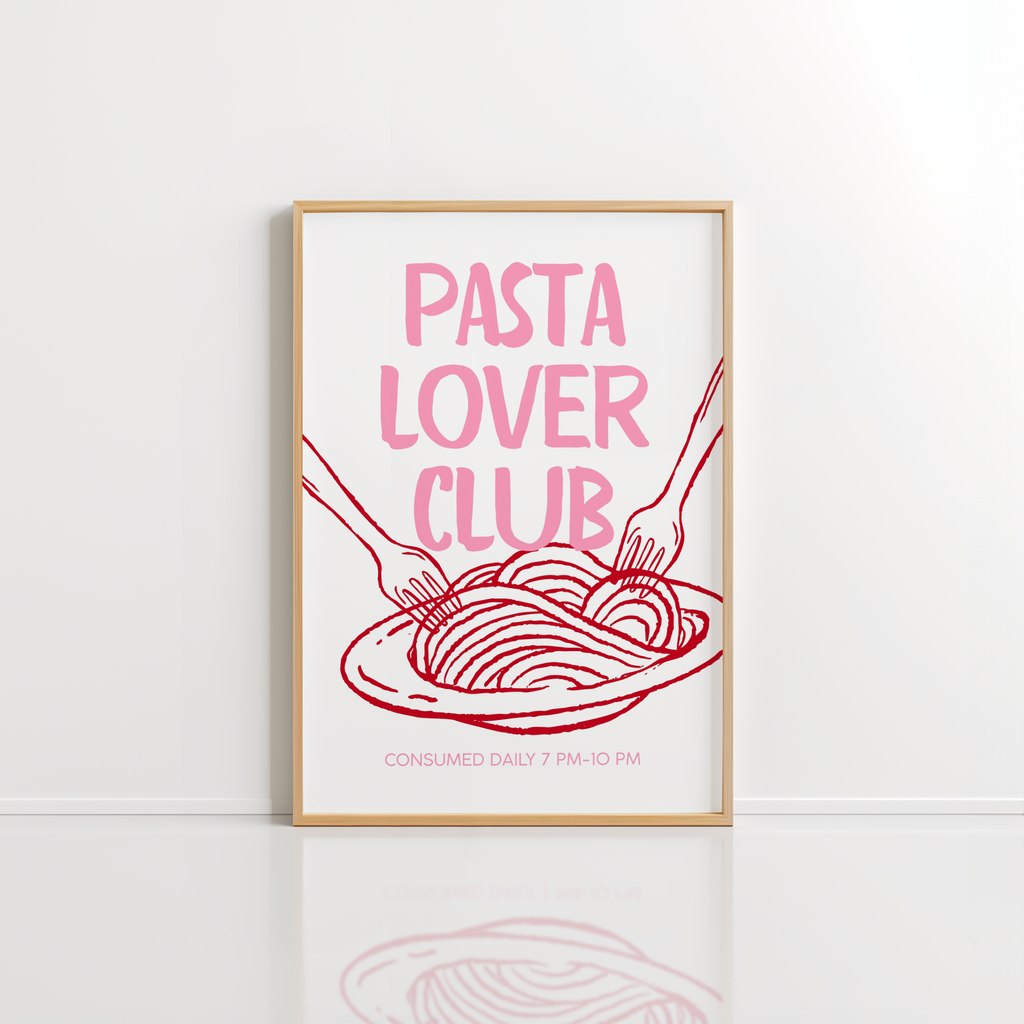 Pink Pasta Lover Club Wall Art – Italian Kitchen Decor