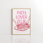 Pink Pasta Lover Club Wall Art – Italian Kitchen Decor
