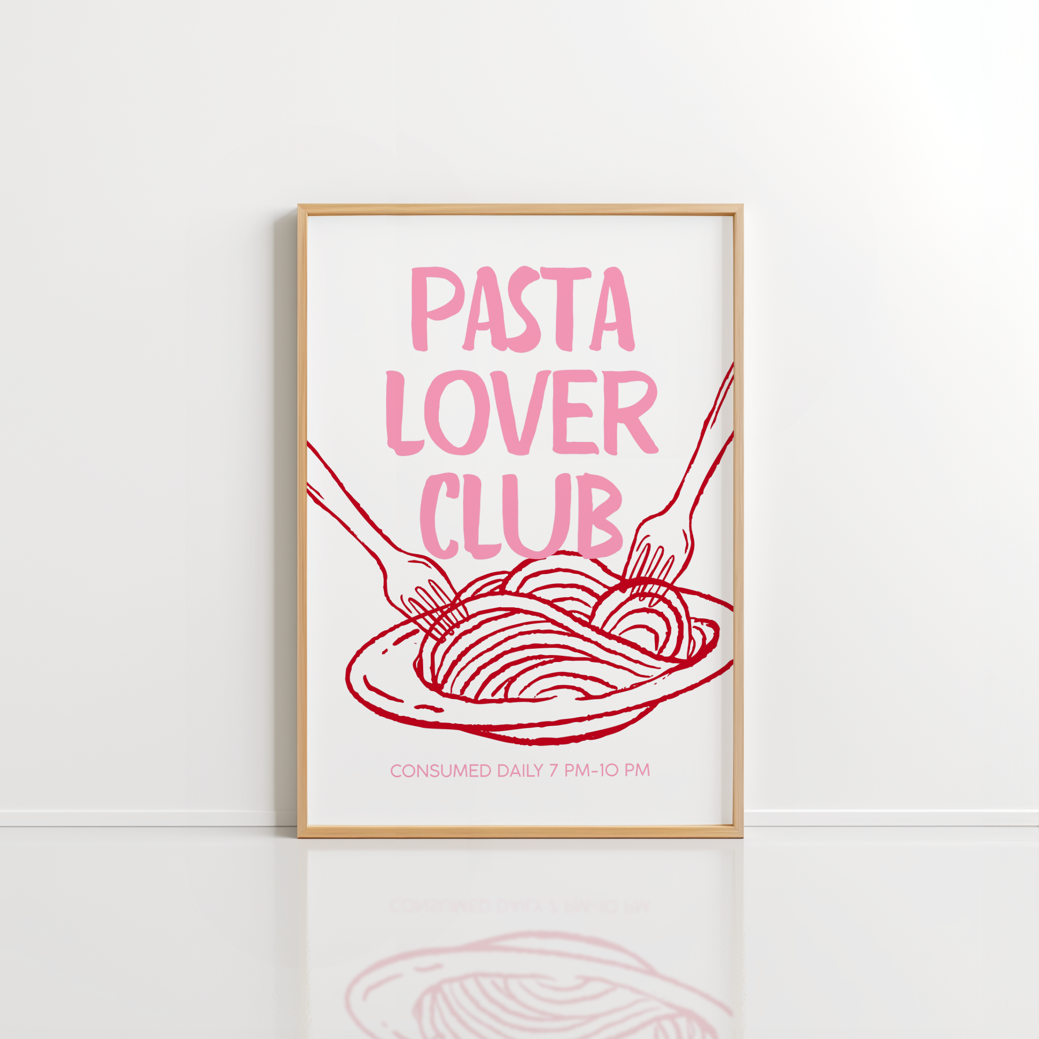 Pink Pasta Lover Club Wall Art – Italian Kitchen Decor
