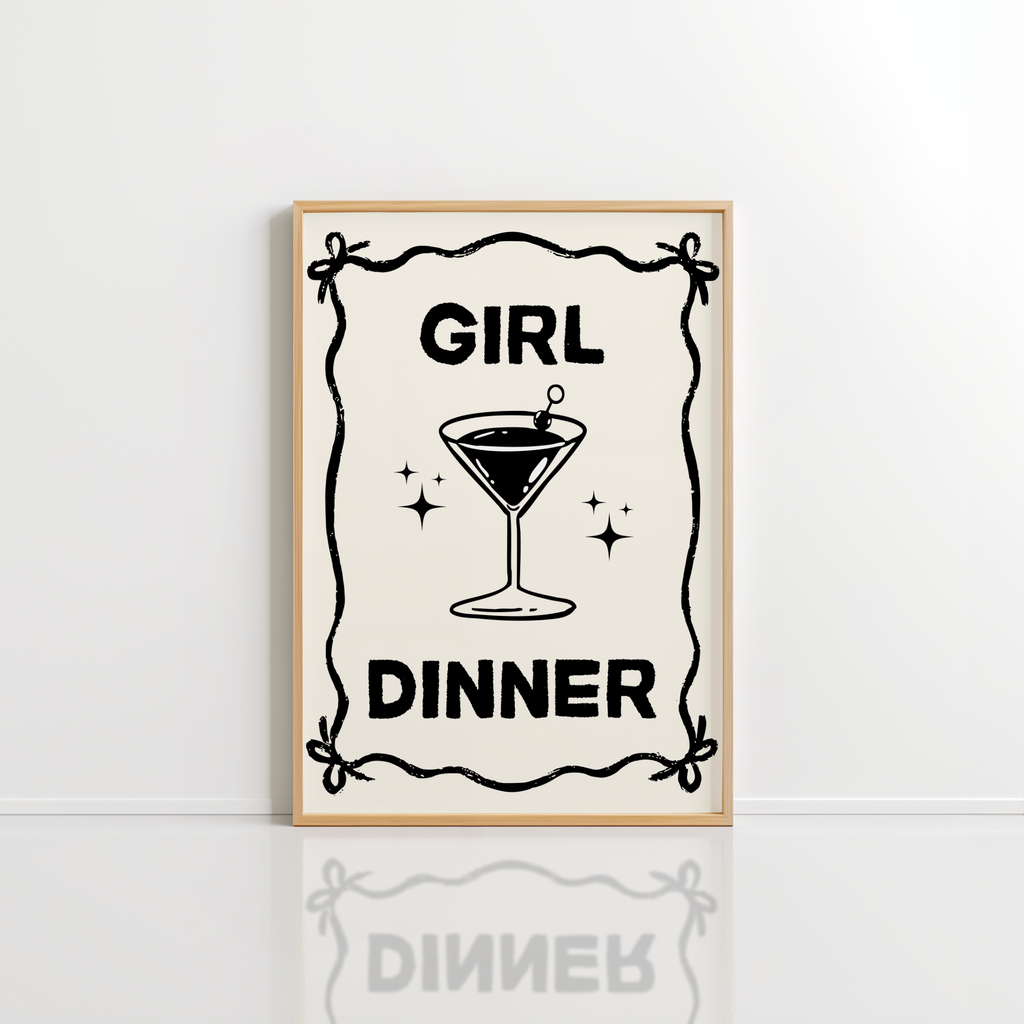 Girl Dinner Wall Art – Funny Kitchen Print