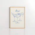 Cheers Blue Wall Art – Bar Cart Print