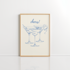 Cheers Blue Wall Art – Bar Cart Print