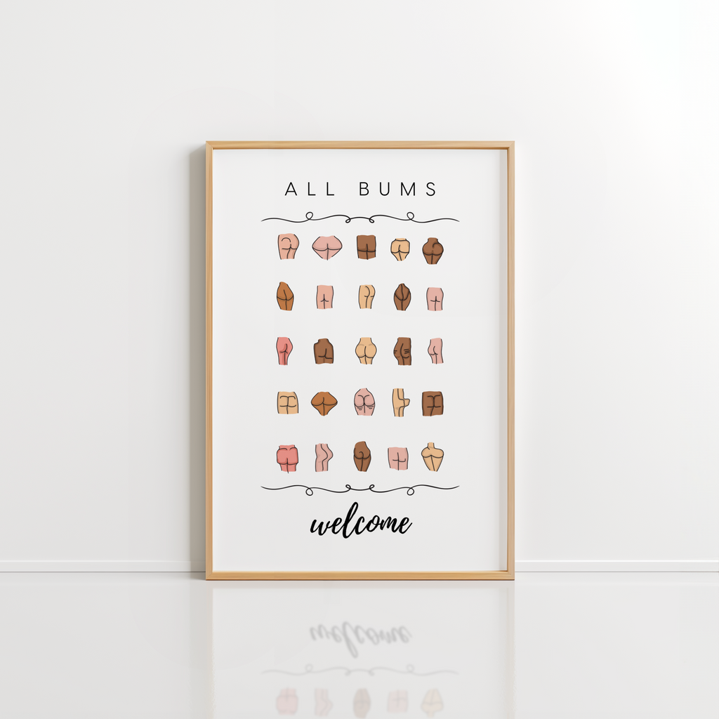 All Bums Welcome Wall Art – Funny Bathroom Poster