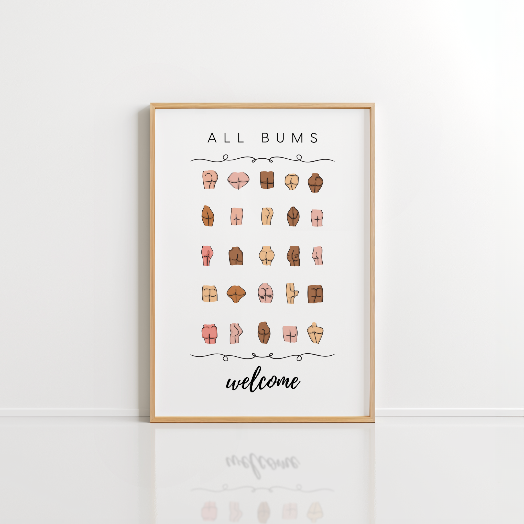 All Bums Welcome Wall Art – Funny Bathroom Poster