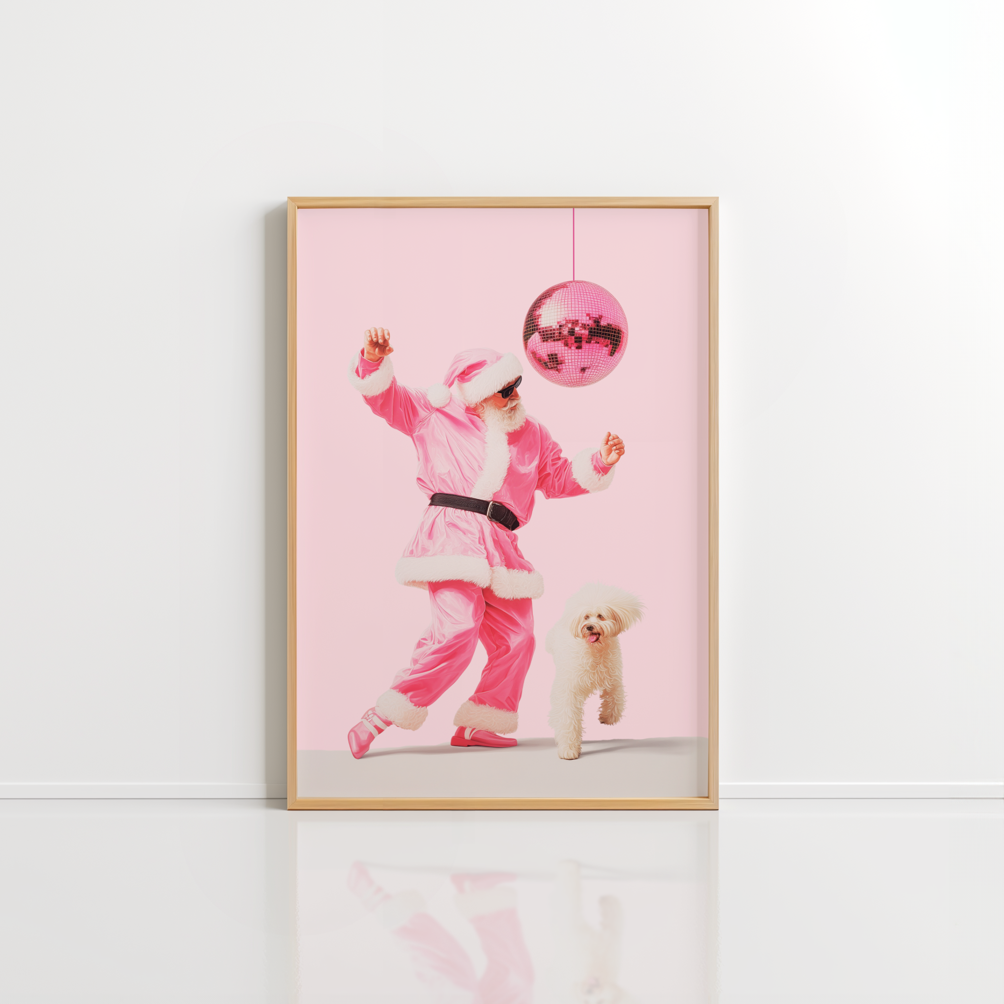Pink Santa Wall Art – Disco Christmas Print